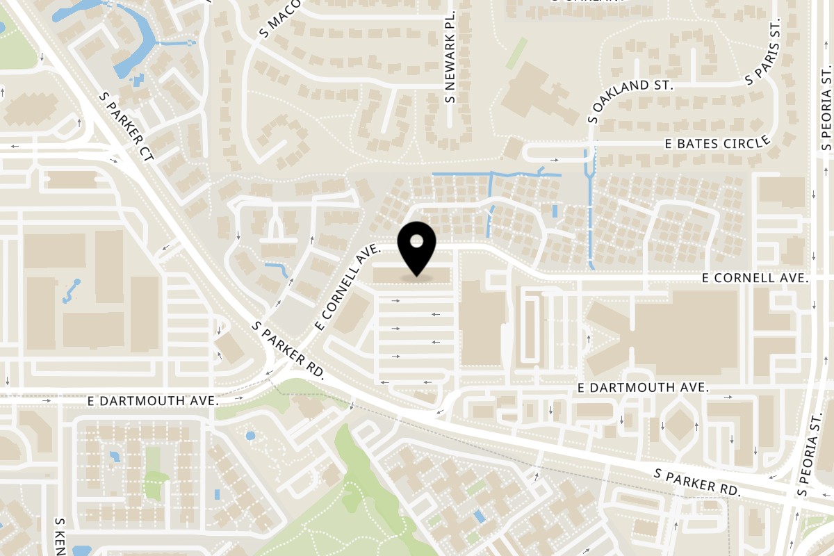 Map showing the location of Star of India on 3102 S Parker Rd A10 in Aurora